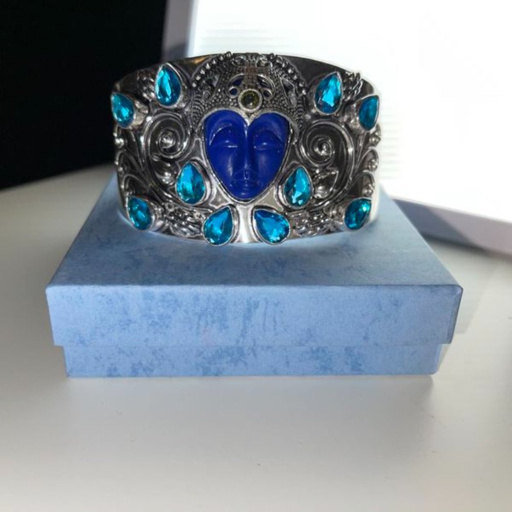 Goddess face topaz stone bracelet